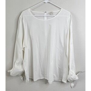 J.Crew Popover Blouse Top XXL Shoulder Slit Tie Sleeve Lightweight Minimalist